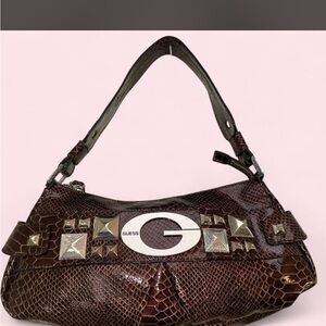Guess Y2K vintage Crocodile-Embossed Brown Shoulder Bag EUC